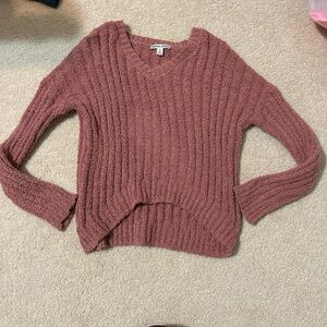 Cozy Pink V-Neck Sweater